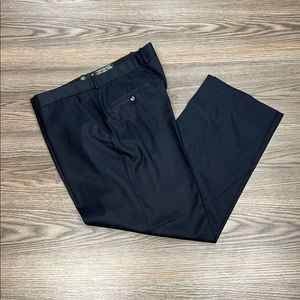 Gala Solid Navy Blue Flannel Wool Dress Pants 36x28